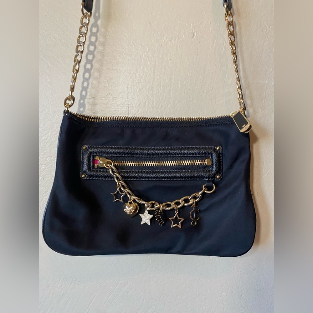 Juicy couture nylon charm crossbody bag with gold chain and charms